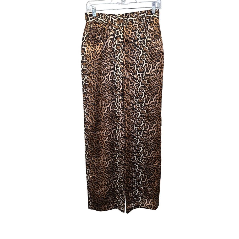 Ena Pelly Womens Cheetah Flare Pants Neutral Size 8 Polyester & Rayon Animal Pri